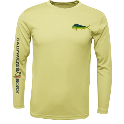 Saltwater Born Key West, FL Mahi on Chest Long Sleeve UPF 50+ Dry-Fit Shirt