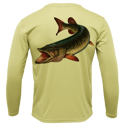 Saltwater Born Michigan Freshwater Born Pike Men's Long Sleeve UPF 50+ Dry-Fit Shirt