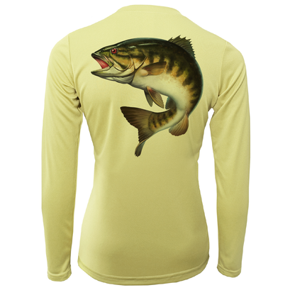 Saltwater Born Michigan Freshwater Born Smallmouth Bass Women's Long Sleeve UPF 50+ Dry-Fit Shirt