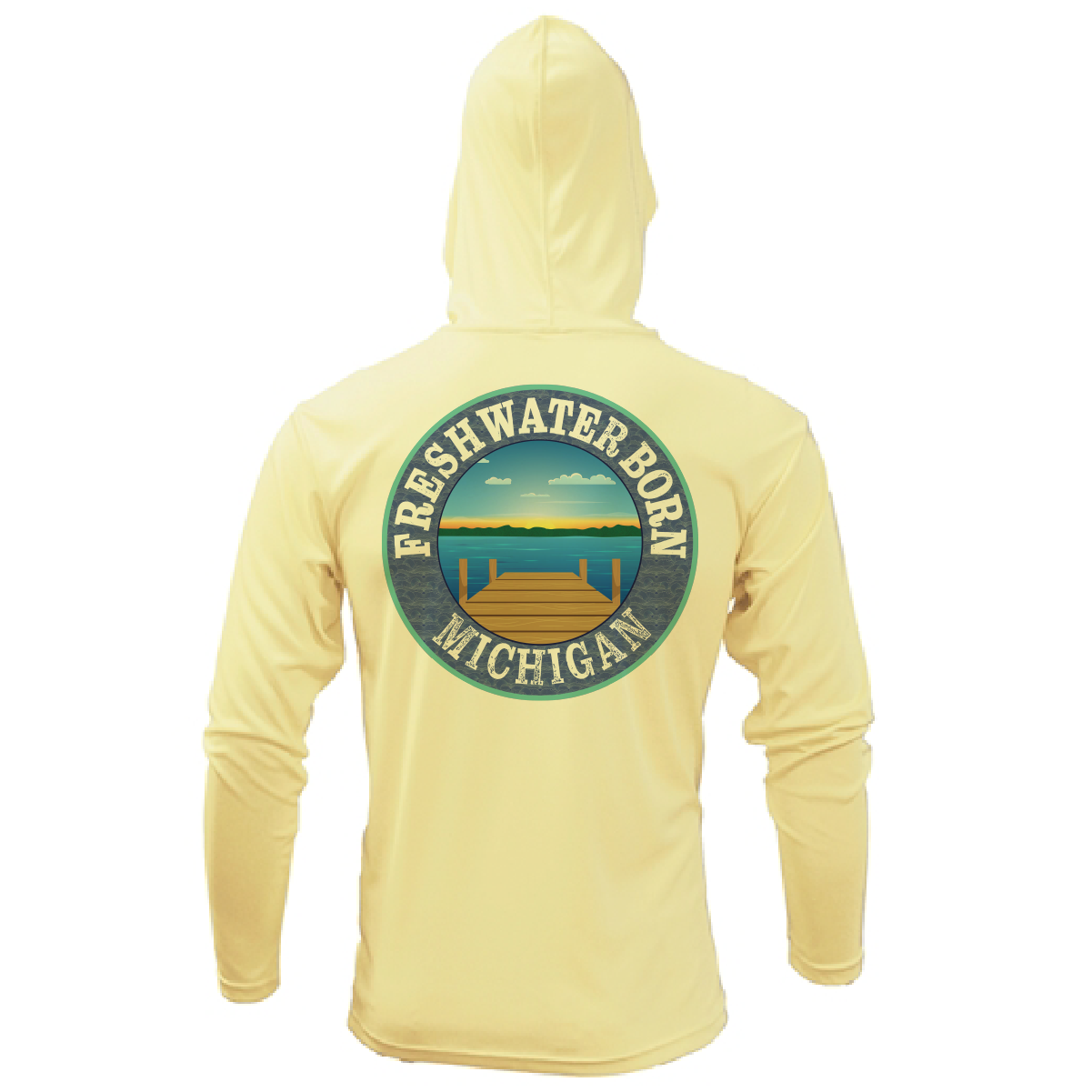 Saltwater Born Michigan Freshwater Born SUP Flag Women's Long Sleeve UPF 50+ Dry-Fit Hoodie