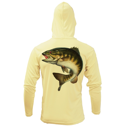 Saltwater Born Michigan Freshwater Born Smallmouth Bass Men's Long Sleeve UPF 50+ Dry-Fit Hoodie