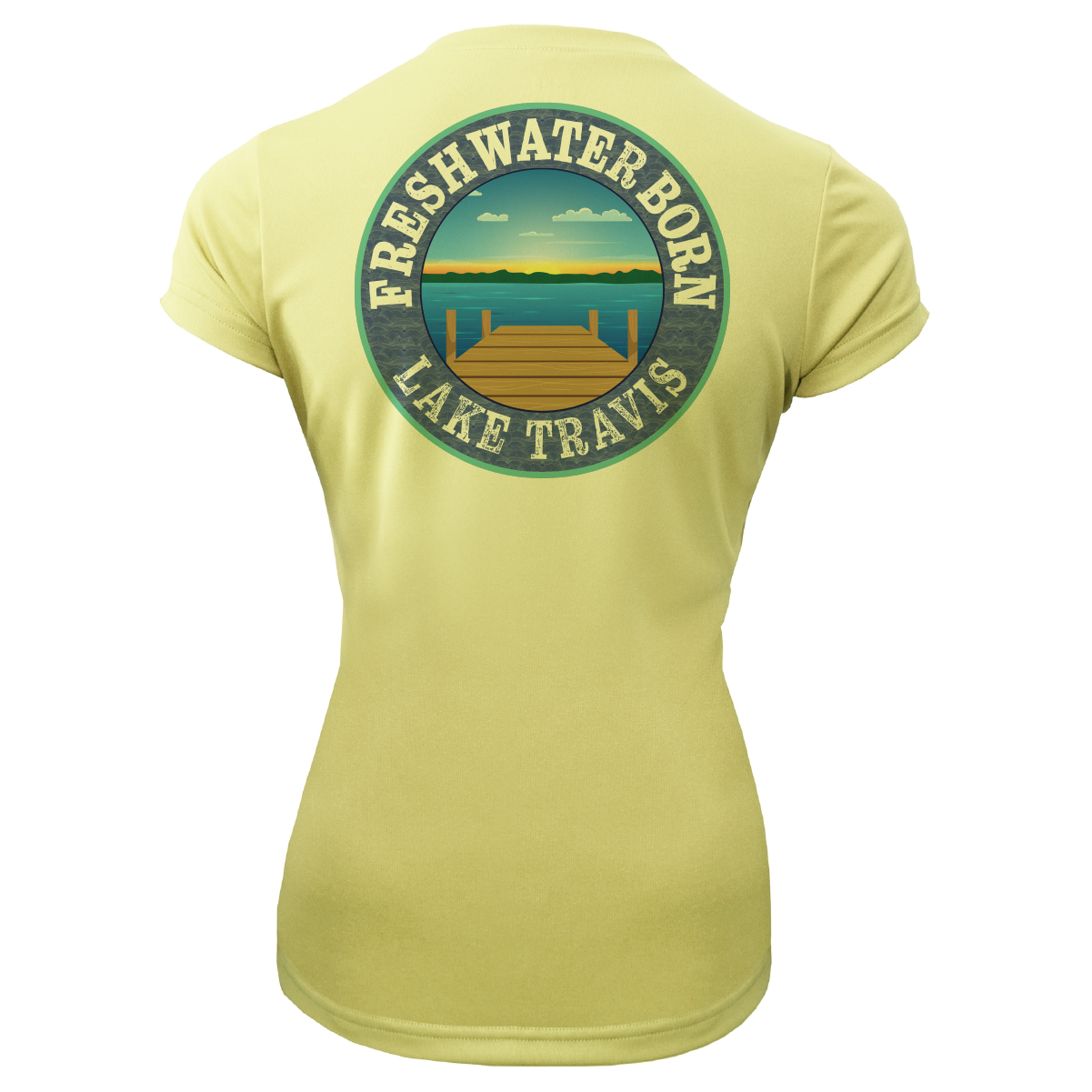 Saltwater Born Lake Travis Freshwater Born SUP Flag Women's Short Sleeve UPF 50+ Dry-Fit Shirt