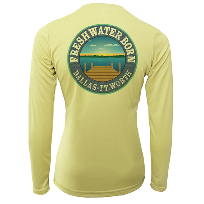 Saltwater Born DFW, TX Flag Freshwater Born Women's Long Sleeve UPF 50+ Dry-Fit Shirt