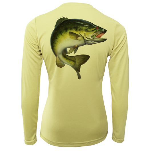 Saltwater Born Michigan Freshwater Born Largemouth Bass Women's Long Sleeve UPF 50+ Dry-Fit Shirt