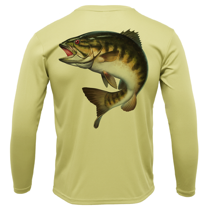 Saltwater Born Michigan Freshwater Born Smallmouth Bass Men's Long Sleeve UPF 50+ Dry-Fit Shirt