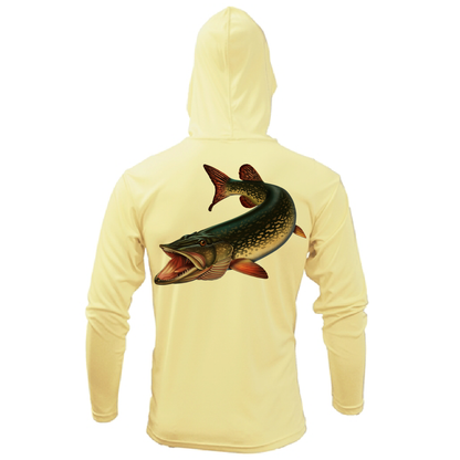 Saltwater Born Michigan Freshwater Born Pike Men's Long Sleeve UPF 50+ Dry-Fit Hoodie