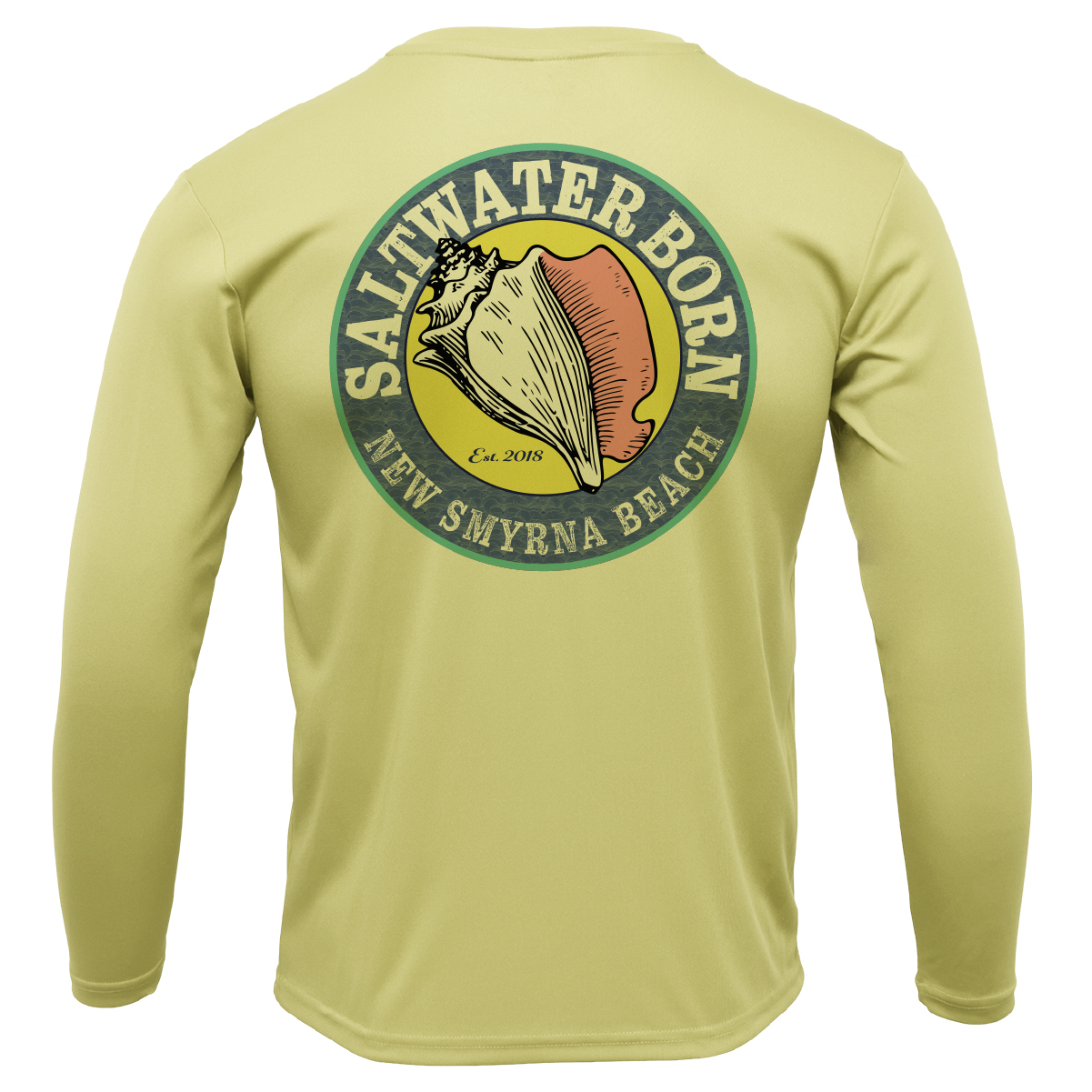 Saltwater Born New Smyrna Beach, FL Logo Men's Long Sleeve UPF 50+ Dry-Fit Shirt