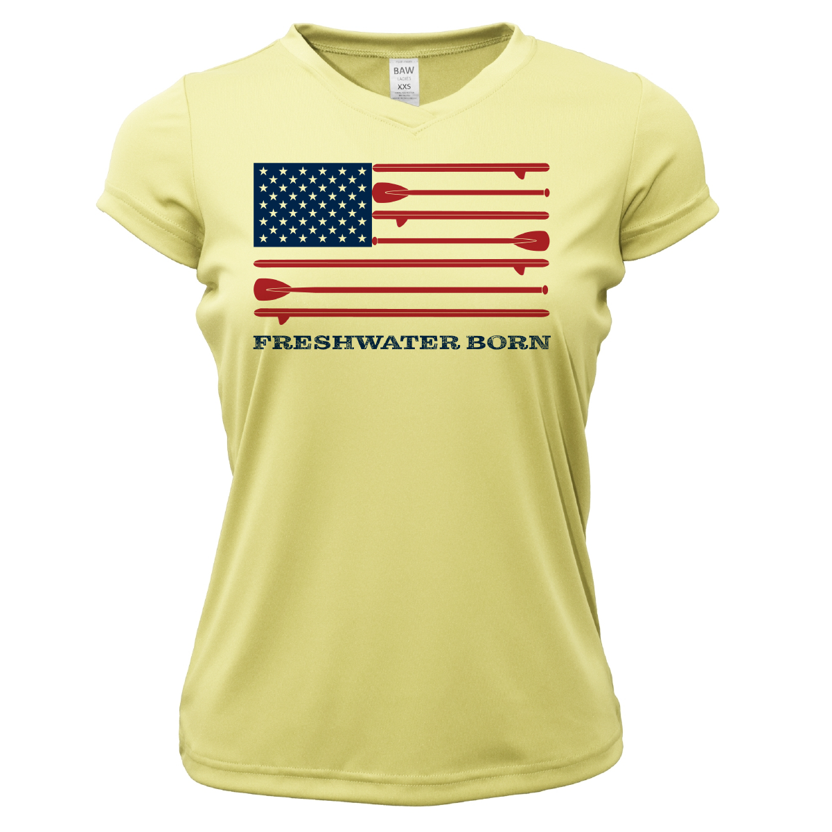 Saltwater Born Lake Travis Freshwater Born SUP Flag Women's Short Sleeve UPF 50+ Dry-Fit Shirt