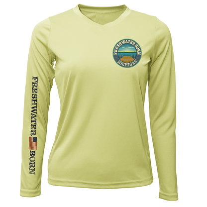 Saltwater Born Michigan Freshwater Born Largemouth Bass Women's Long Sleeve UPF 50+ Dry-Fit Shirt