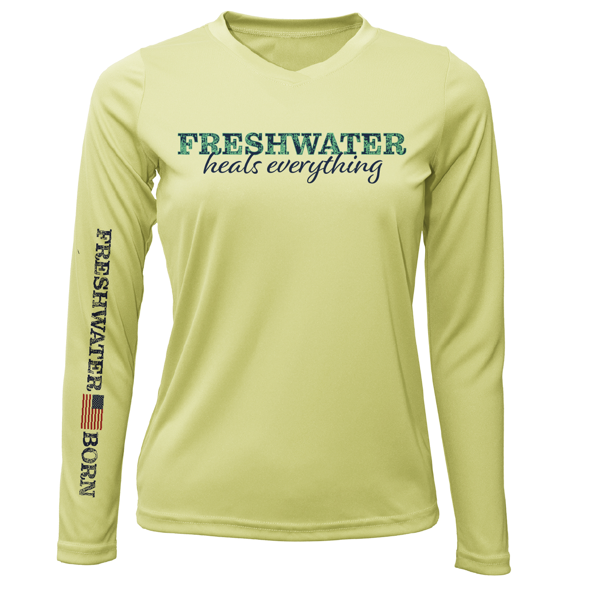 Saltwater Born Texas "Freshwater Heals Everything" Women's Long Sleeve UPF 50+ Dry-Fit Shirt