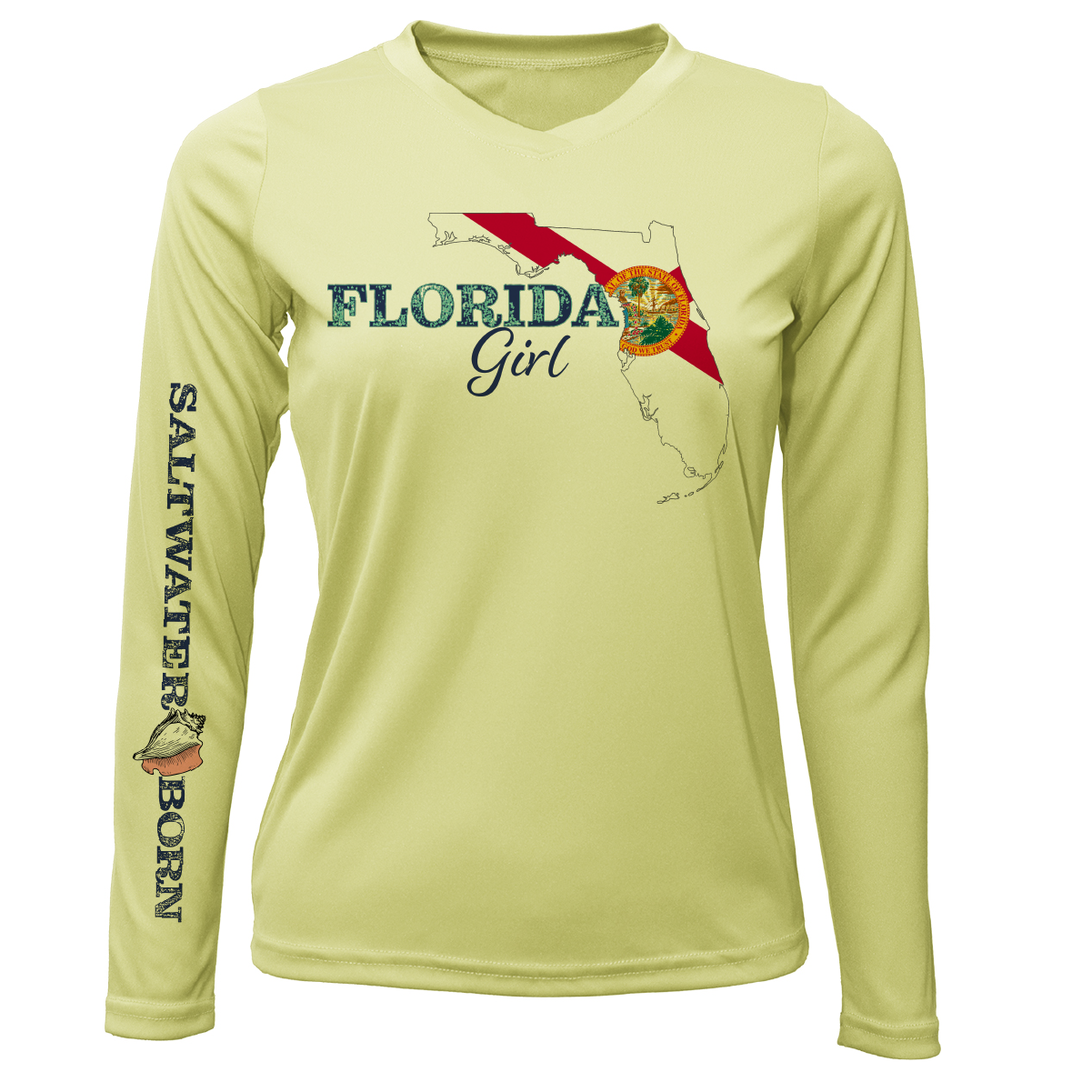 Saltwater Born St. Petersburg, Florida Girl Women's Long Sleeve UPF 50+ Dry-Fit Shirt