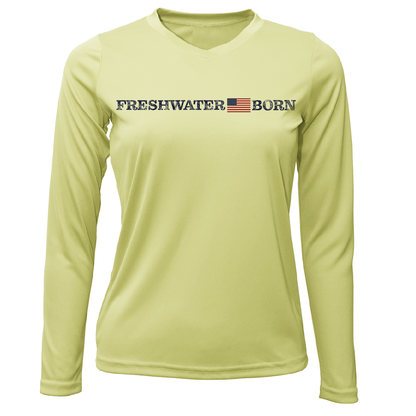 Saltwater Born Michigan Freshwater Born Linear Logo Women's Long Sleeve UPF 50+ Dry-Fit Shirt