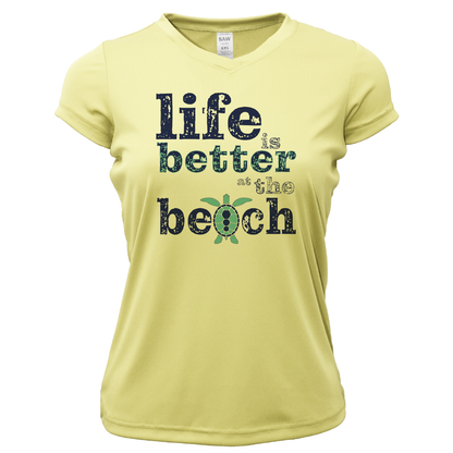Saltwater Born St. Pete Beach, FL "Life is Better At The Beach" Turtle Women's Short Sleeve UPF 50+ Dry-Fit Shirt