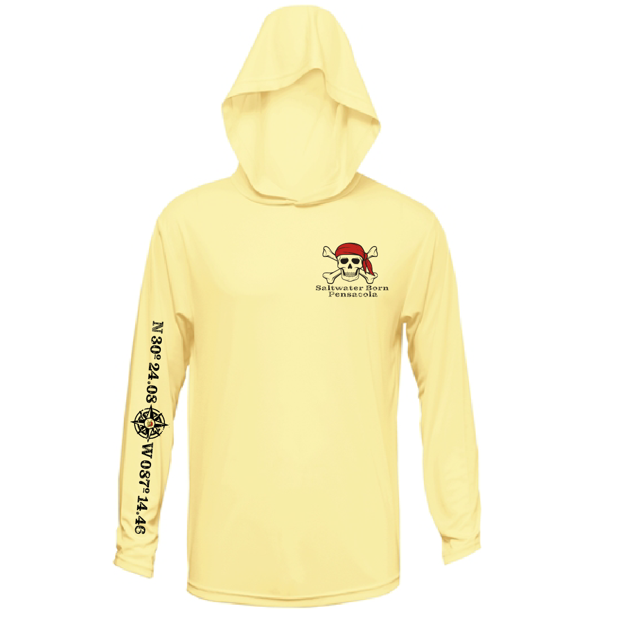 Saltwater Born Pensacola, FL "All for Rum and Rum for All" Long Sleeve UPF 50+ Dry-Fit Hoodie