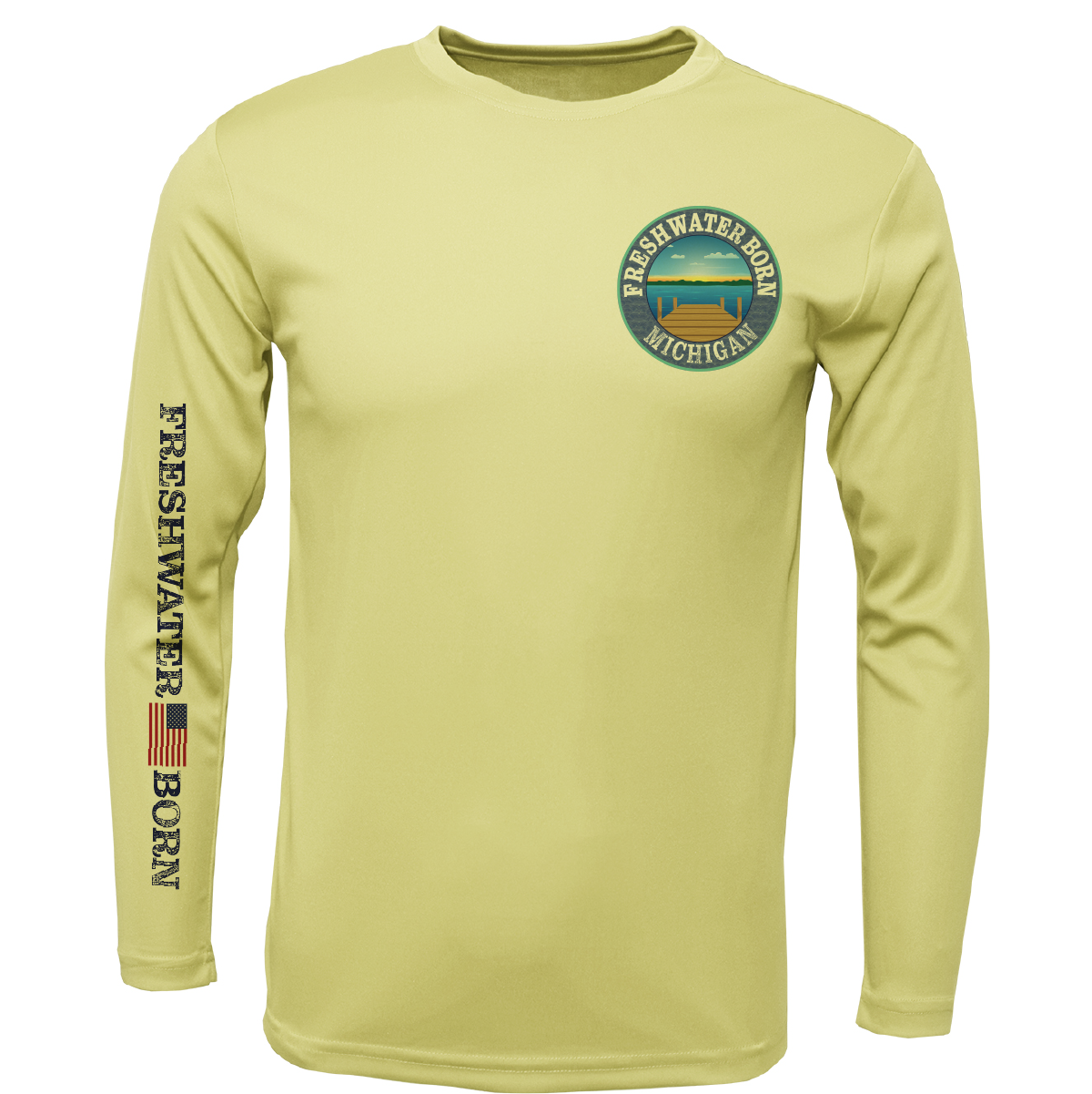 Saltwater Born Michigan Freshwater Born "All For Rum and Rum For All" Men's Long Sleeve UPF 50+ Dry-Fit Shirt