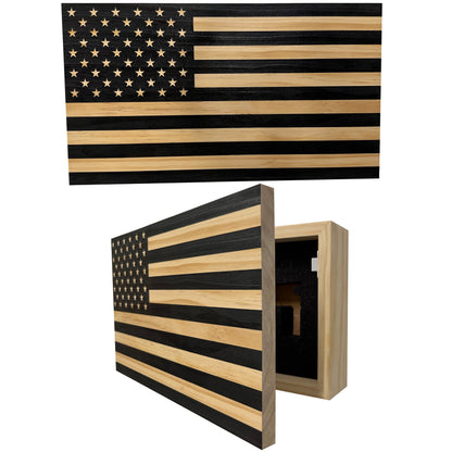 Bellewood Designs - American Flag Decorative & Secure Wall-Mounted Gun Cabinet (Carbon Gray)