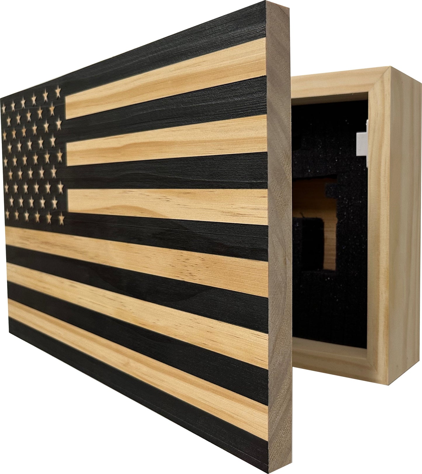 Bellewood Designs - American Flag Decorative & Secure Wall-Mounted Gun Cabinet (Carbon Gray)