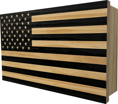 Bellewood Designs - American Flag Decorative & Secure Wall-Mounted Gun Cabinet (Carbon Gray)