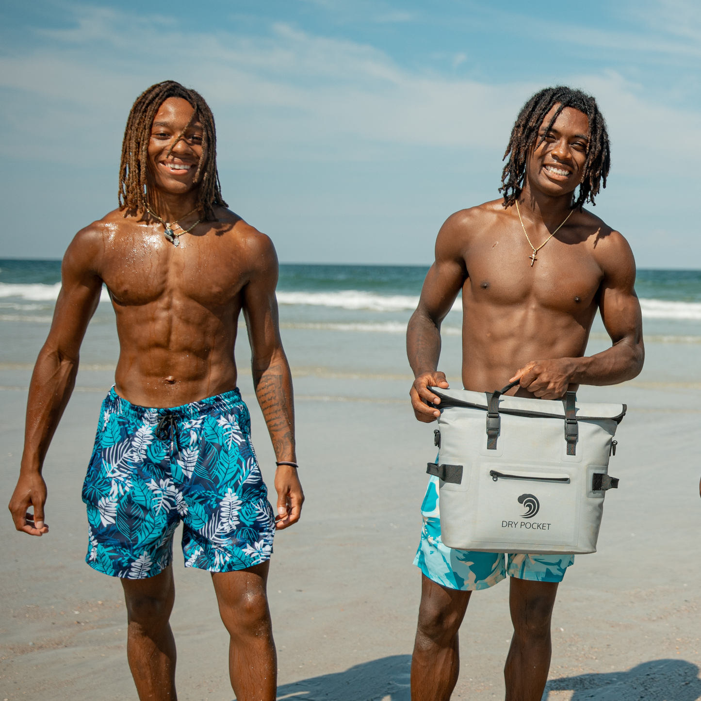 Dry Pocket Caribbean Palms - Waterproof Pocket Swim Shorts - Athletic Liner