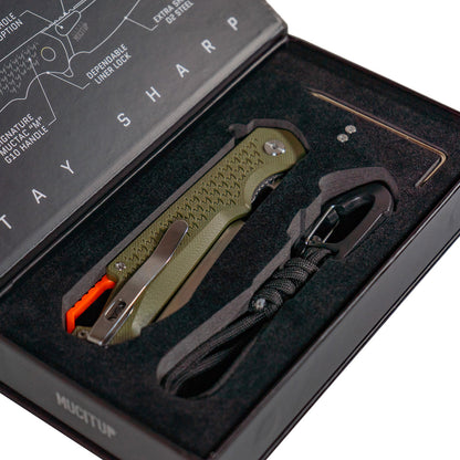 MUCITUP MUCTAC Ceros - Folding EDC | D2 Steel | OD Green G10 Handle | Liner Lock Design
