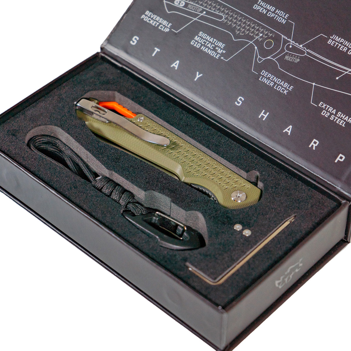 MUCITUP MUCTAC Ceros - Folding EDC | D2 Steel | OD Green G10 Handle | Liner Lock Design