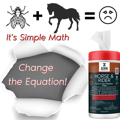 Zone Protects Horse & Rider Fly & Insect Repellent Wipes