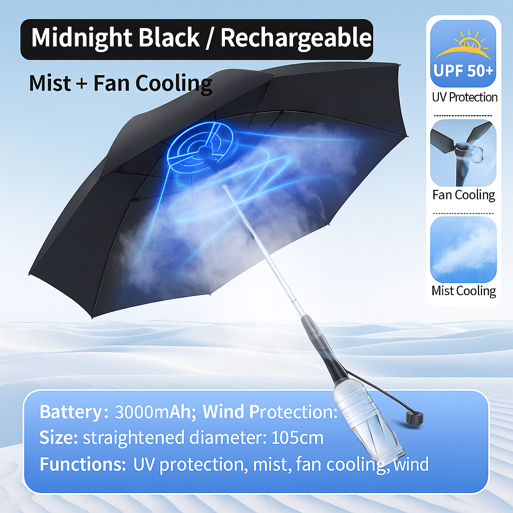 LITEGUEST Multifunction Fan Umbrella Cooling UV Protection Windproof