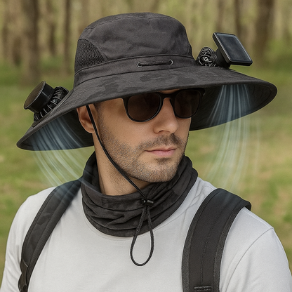 LITEGUEST Solar-Powered Fan Cooling Hat Dual-Fan Wide-Brim Protection