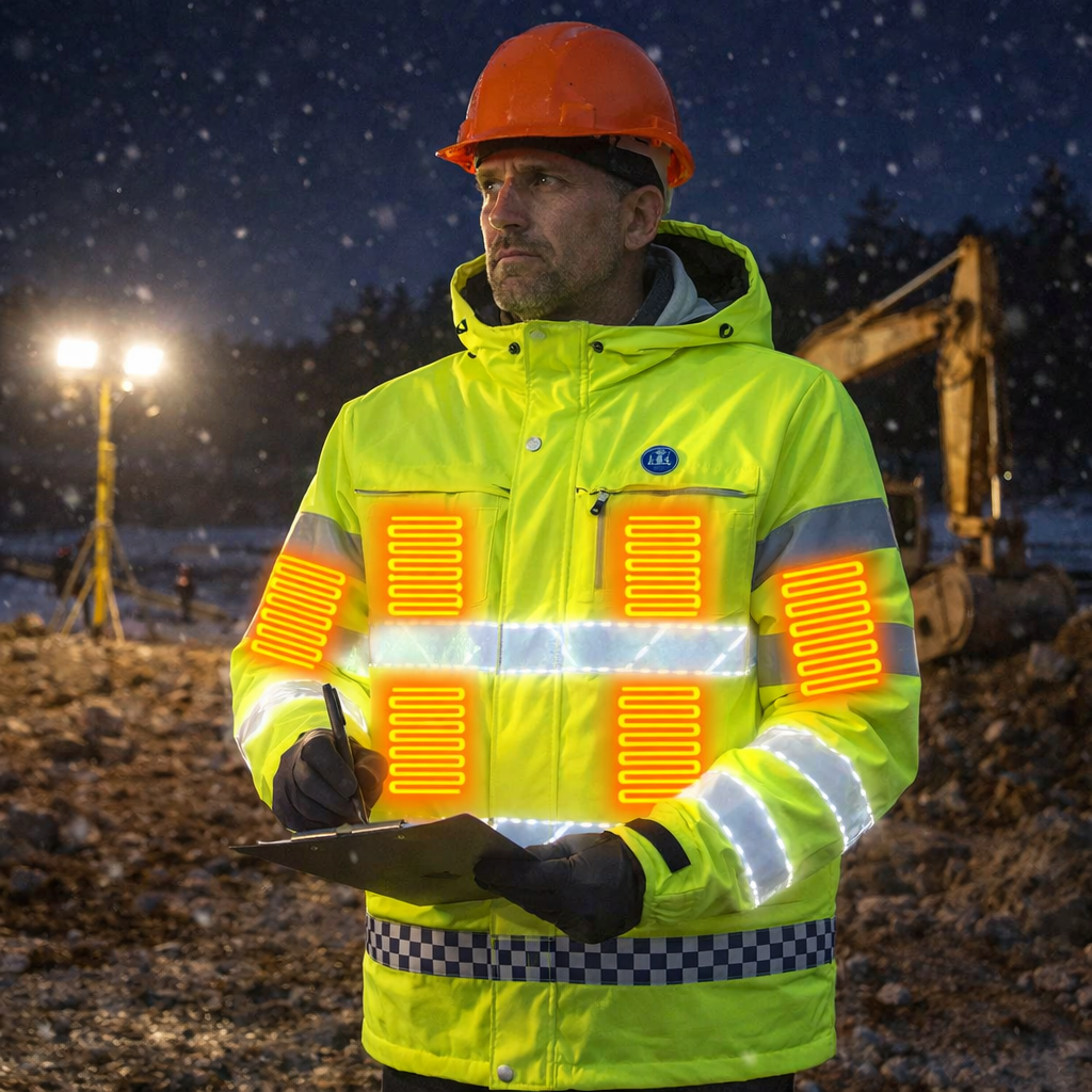 LITEGUEST Smart Heated Reflective Work Jacket for Outdoor Duty