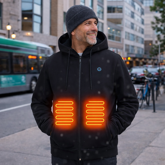 LITEGUEST USB Heated Hoodie 5-Zone Heated Zip-up Hooded Sweatshirt