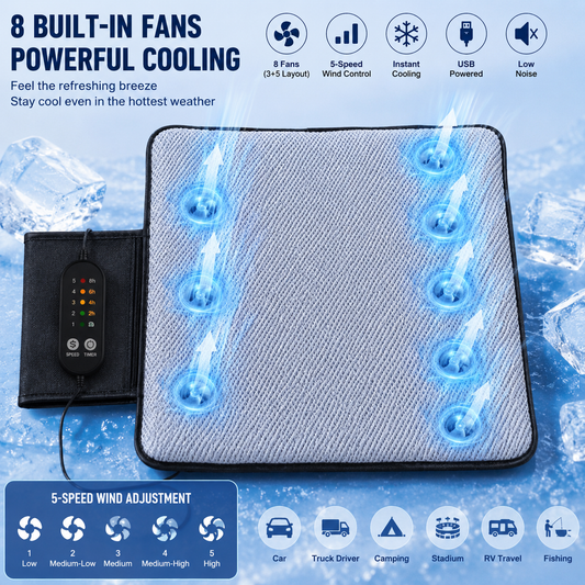 LITEGUEST Cooling Fan Seat Cushion Portable Air Circulation Pad Gear