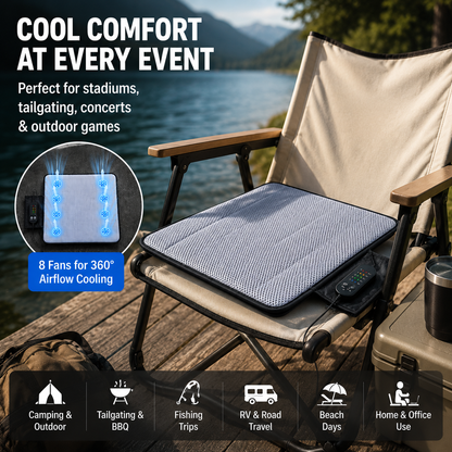 LITEGUEST Cooling Fan Seat Cushion Portable Air Circulation Pad Gear