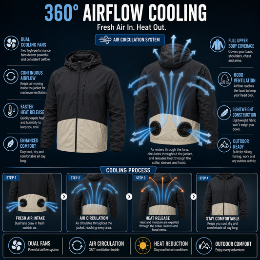 LITEGUEST™ UPF50+ Cooling Fishing Jacket – Built-In Fans for Sun & Heat