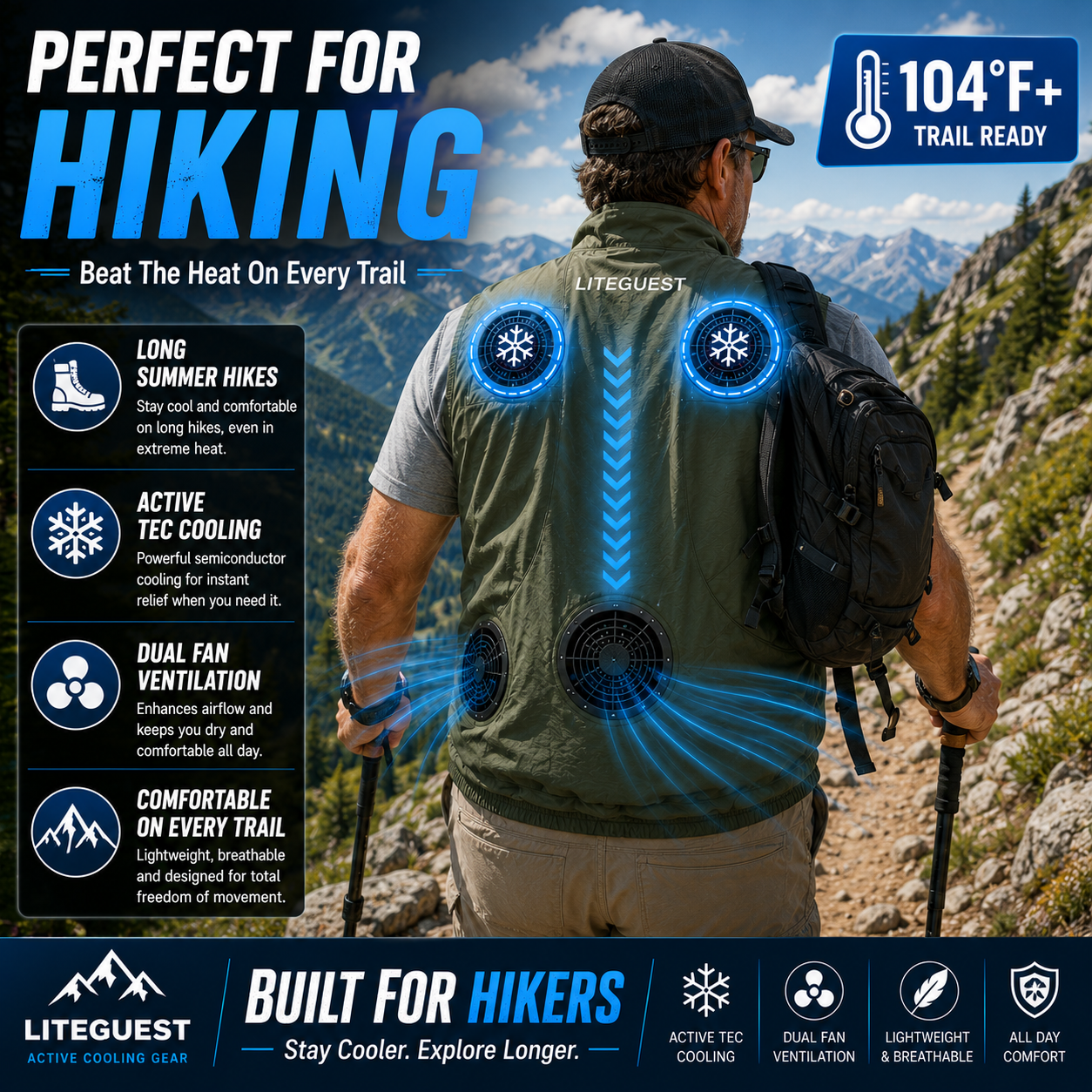 LITEGUEST High-Tech Cooling Vest with TEC Modules & Turbo Fans