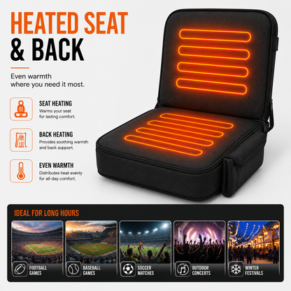 LITEGUEST USB Heated Stadium Seat Cushion Foldable Portable Chair Pad