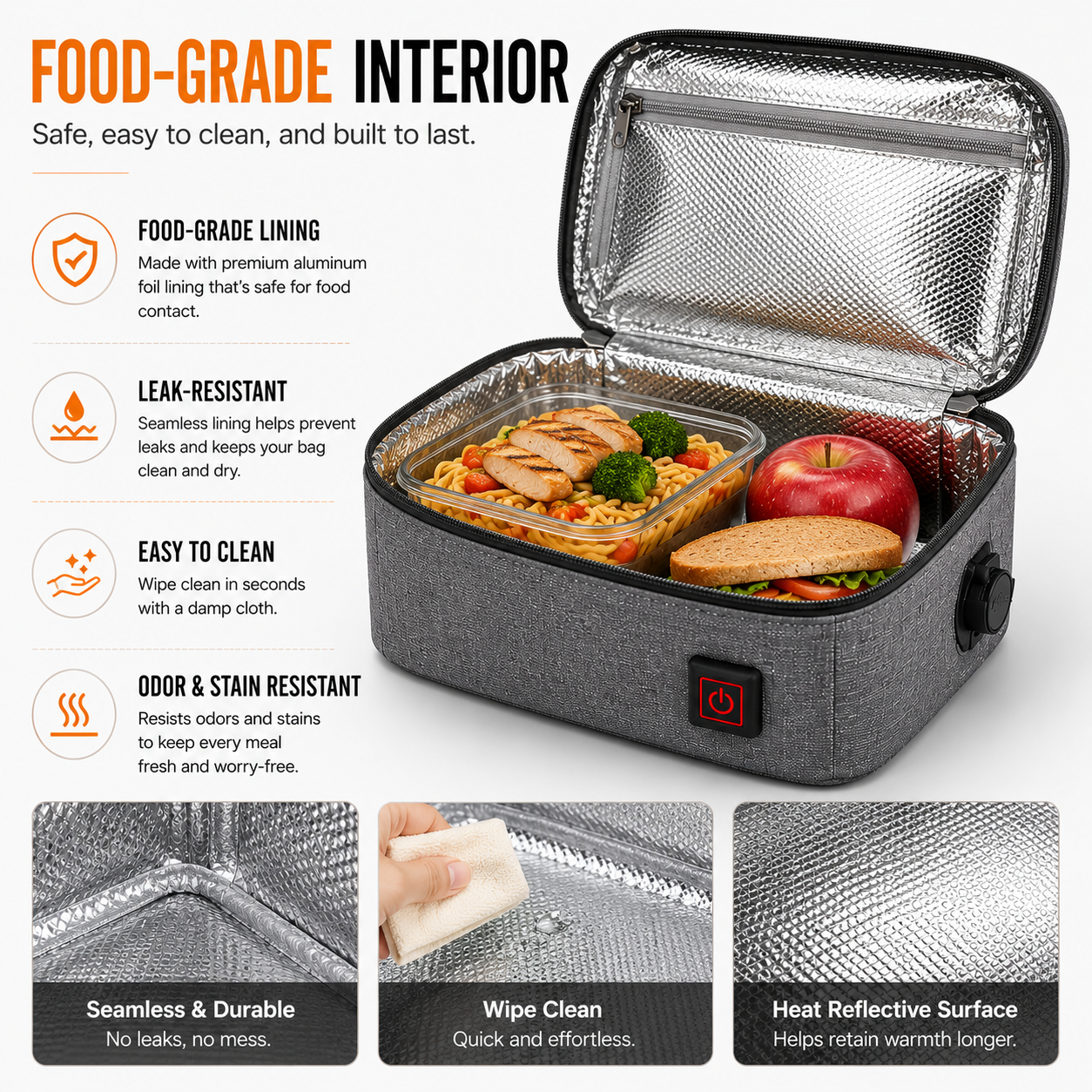 LITEGUEST USB Heated Lunch Bag – Portable Waterproof Outdoor Lunch Bag
