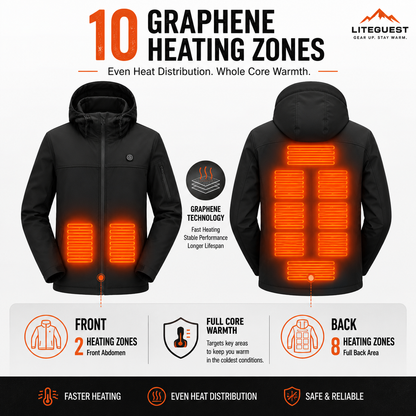 LITEGUEST Softshell 10-Zone Heated Jacket Waterproof for Winter