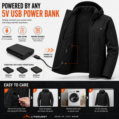 LITEGUEST Softshell 10-Zone Heated Jacket Waterproof for Winter