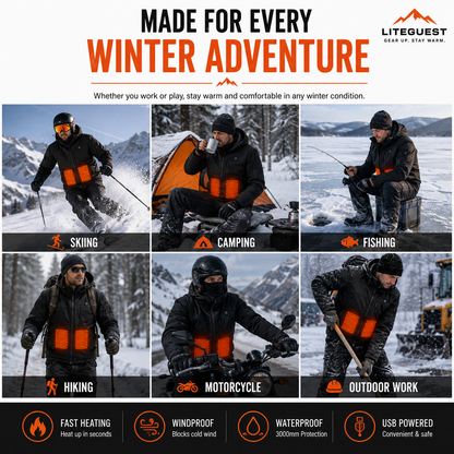 LITEGUEST Softshell 10-Zone Heated Jacket Waterproof for Winter
