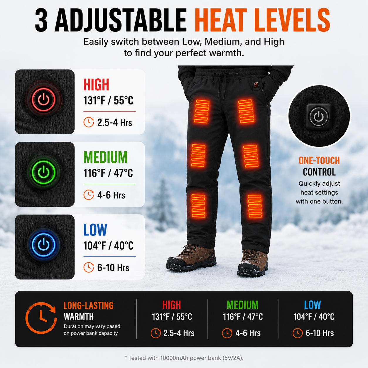 LITEGUEST Smart Heated Pants Fast Heating Windproof Warm for Winter