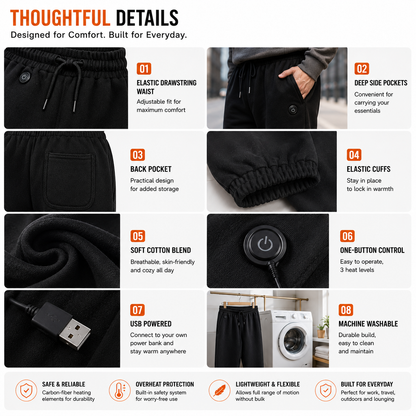 LITEGUEST 14-Zone USB Heated Pants – Winter Outdoor Heated Pants