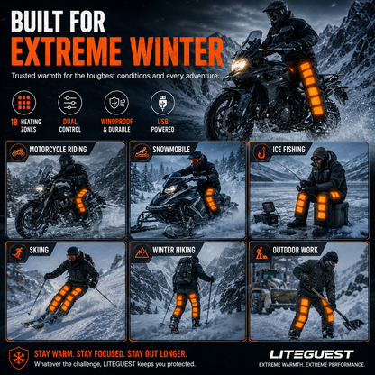 LITEGUEST 18-Zone Heated Pants Multi-Pocket Winter Outdoor Wear