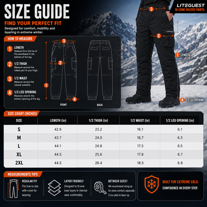 LITEGUEST 18-Zone Heated Pants Multi-Pocket Winter Outdoor Wear