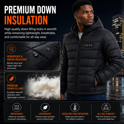 LITEGUEST 27-Zone Smart Heated Down Jacket – Urban Winter Warmth