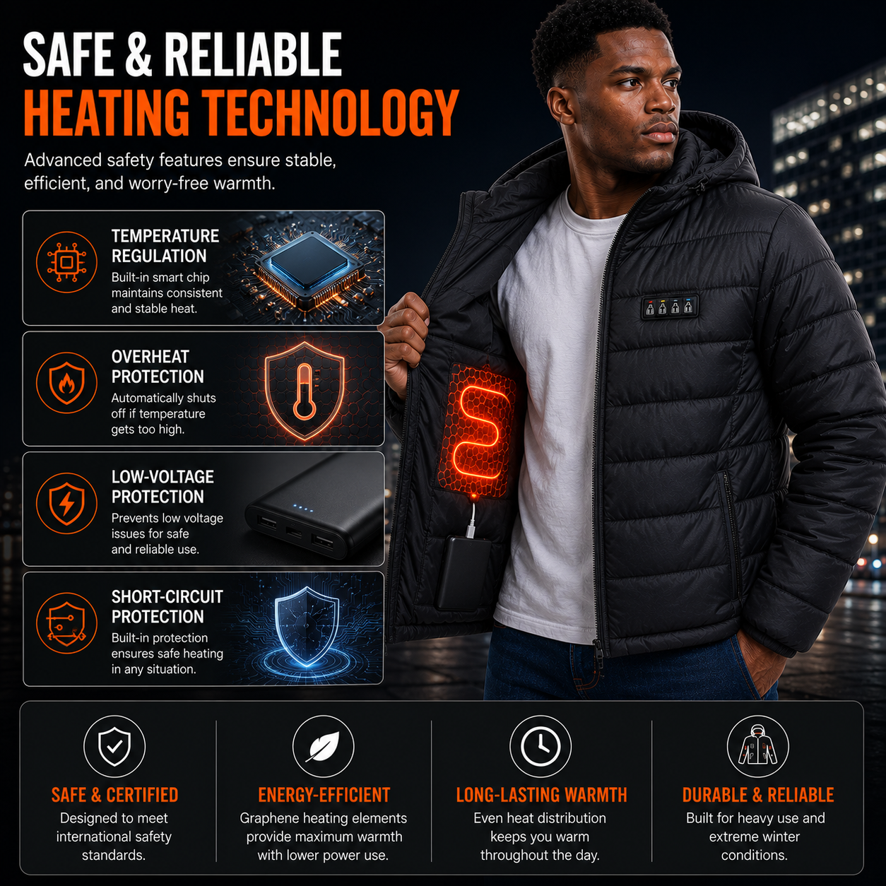 LITEGUEST 27-Zone Smart Heated Down Jacket – Urban Winter Warmth