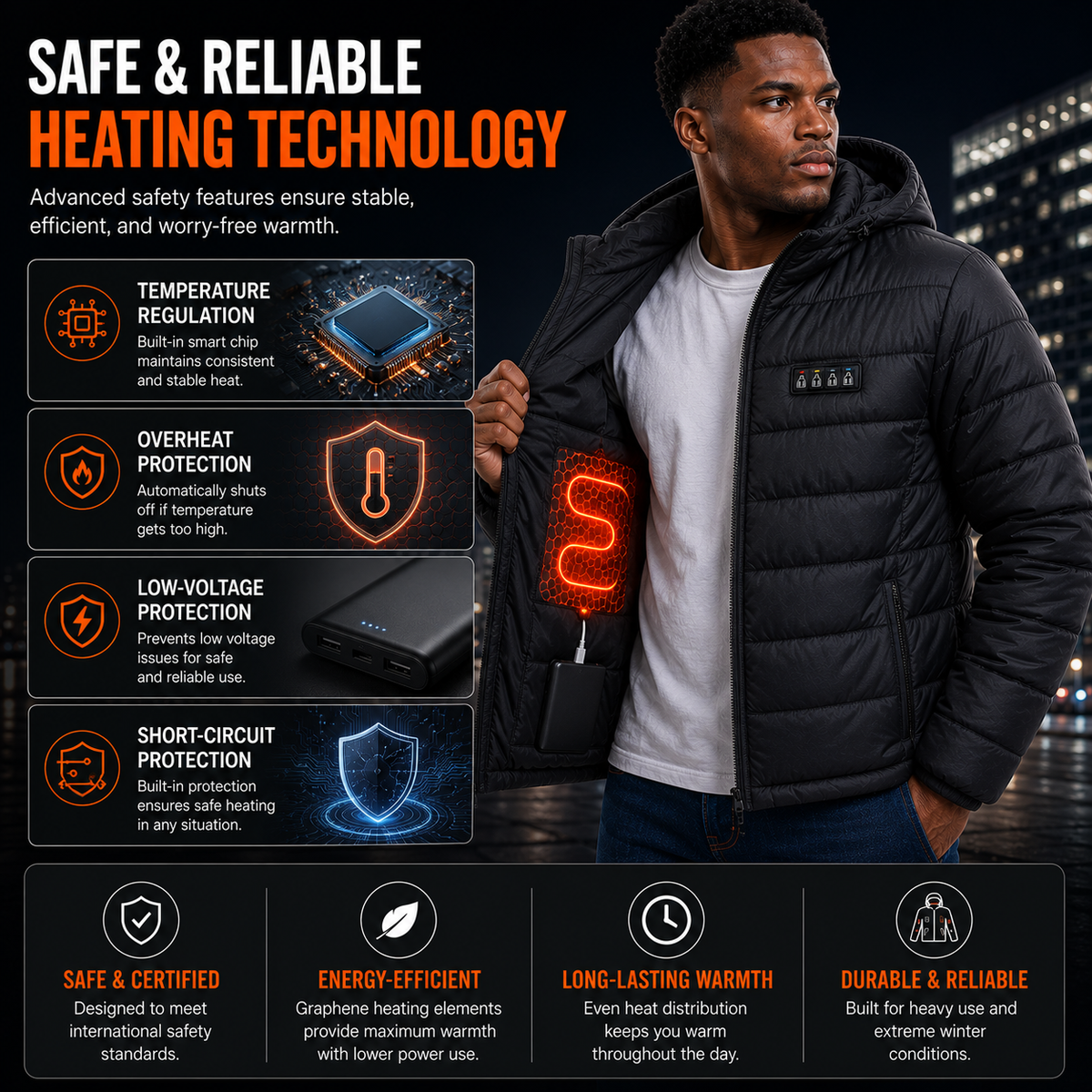 LITEGUEST 27-Zone Smart Heated Down Jacket – Urban Winter Warmth