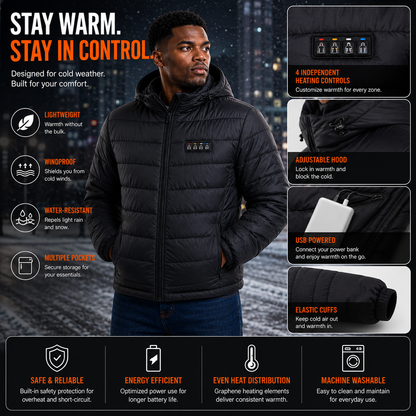 LITEGUEST 27-Zone Smart Heated Down Jacket – Urban Winter Warmth