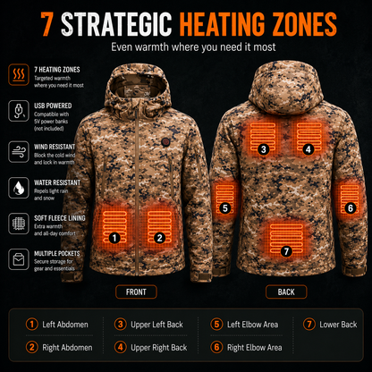 LITEGUEST Heated Camouflage Jacket  Waterproof Outdoor for Winter
