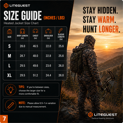 LITEGUEST Heated Camouflage Jacket  Waterproof Outdoor for Winter