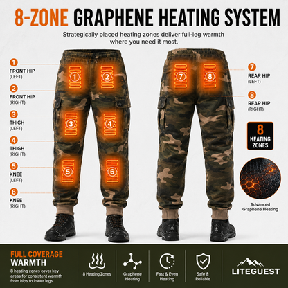 LITEGUEST Heated Pants Cargo Multi-Pocket Outdoor for Winter